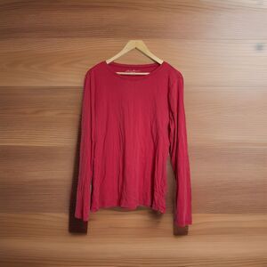 Eddie Bauer Women’s Red Long Sleeve Shirt Size XL Crew Neck Cotton